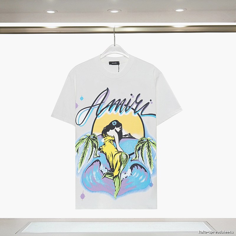 Amiri Logo Detail Graphic T-shirt White Blue Amiri with Functional Detail