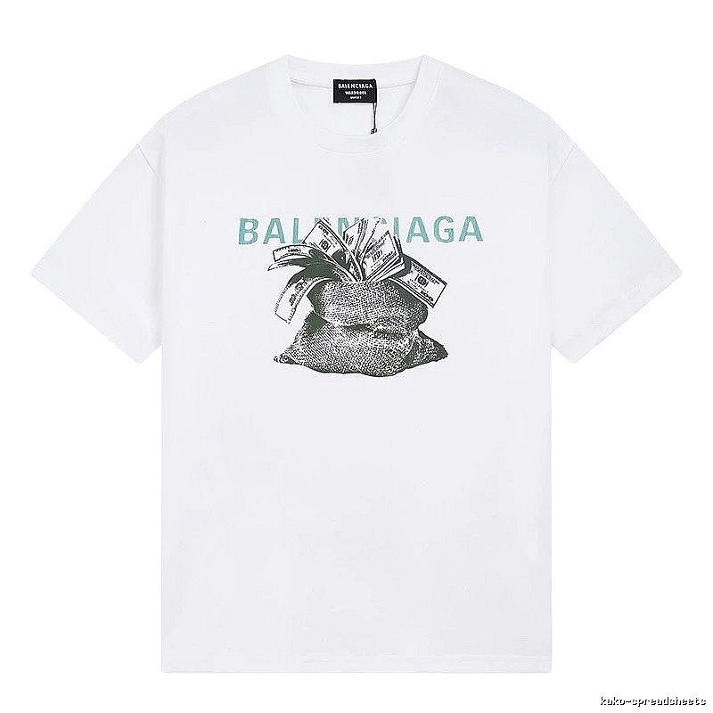 Balenciaga Dollar Bill Print Street Style White T-Shirt