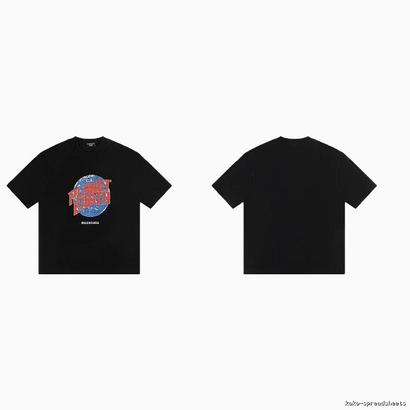 Balenciaga Trendy Black Short-sleeve T-shirt with Earth Print