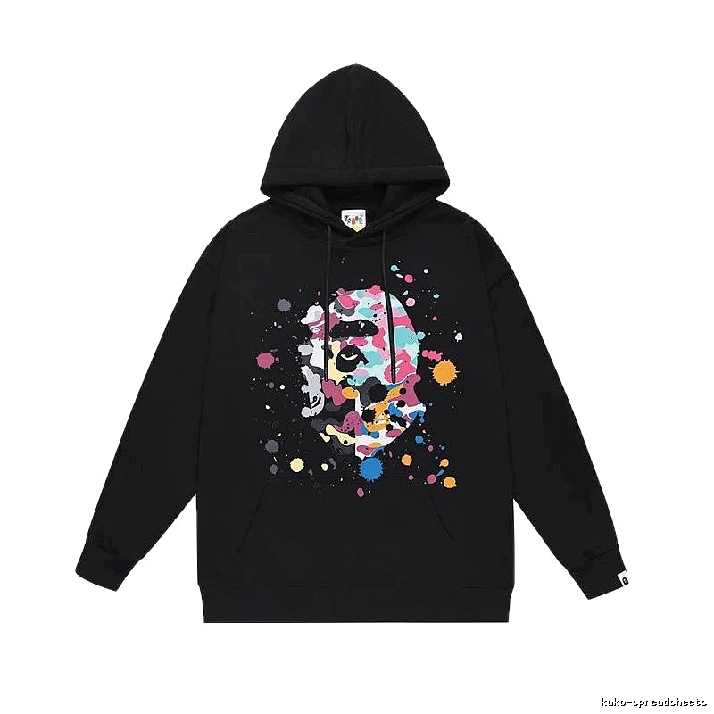 Bape camouflage splatter ink style black hoodie