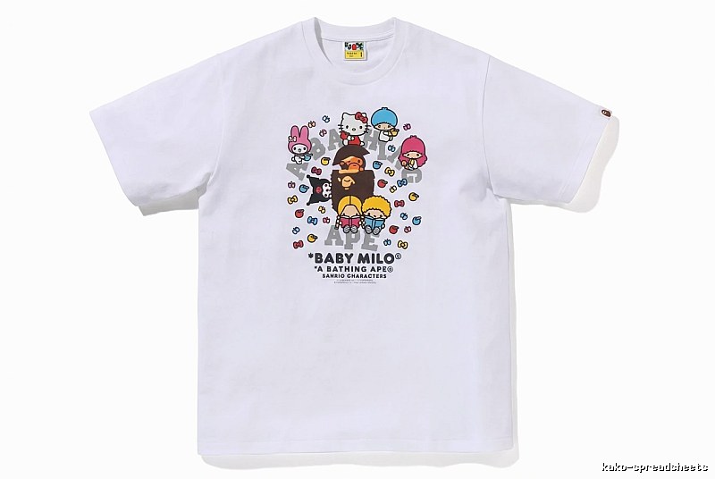 Bape cartoon - printed white T - shirt