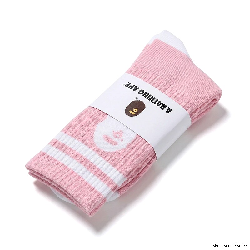 Bape striped cute style pink socks