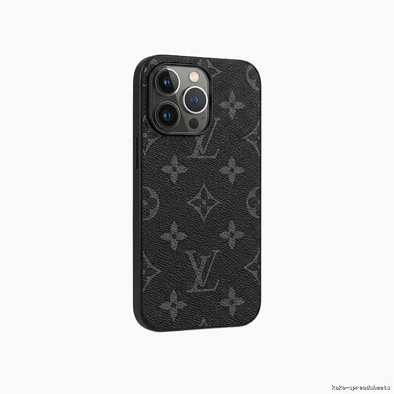 Black iPhone case with LV monogram pattern