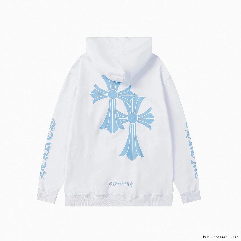 Chrome Hearts Casual Cross graphic hoodie Black Blue Cross for Streetwear Looks
