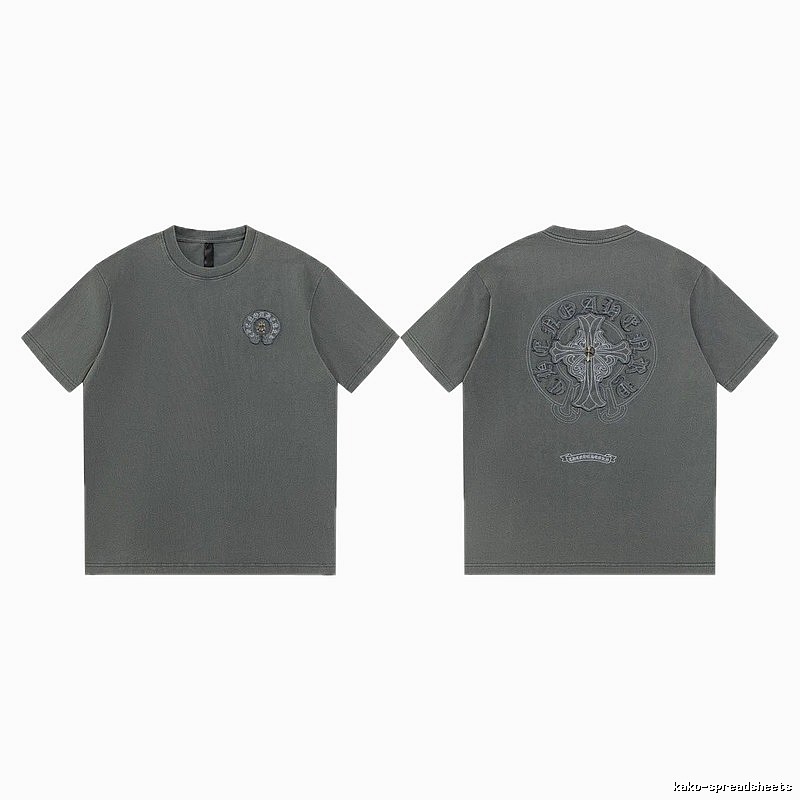 Chrome Hearts Cross Embroidered High Street Dark Grey Short-sleeve T-Shirt