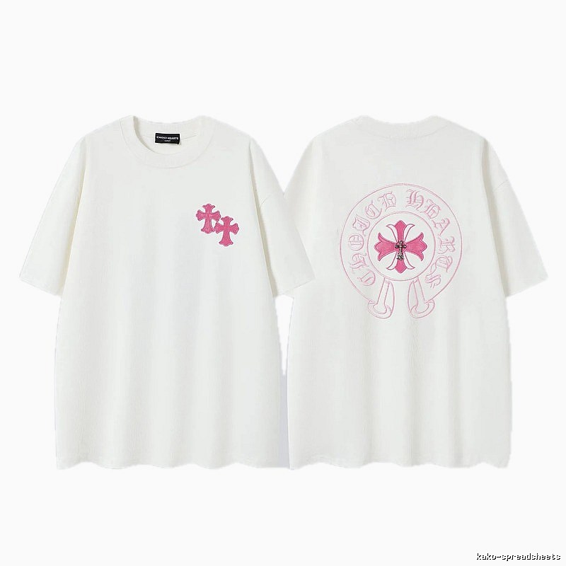 Chrome Hearts Cross Embroidered Street Style Off-White T-Shirt