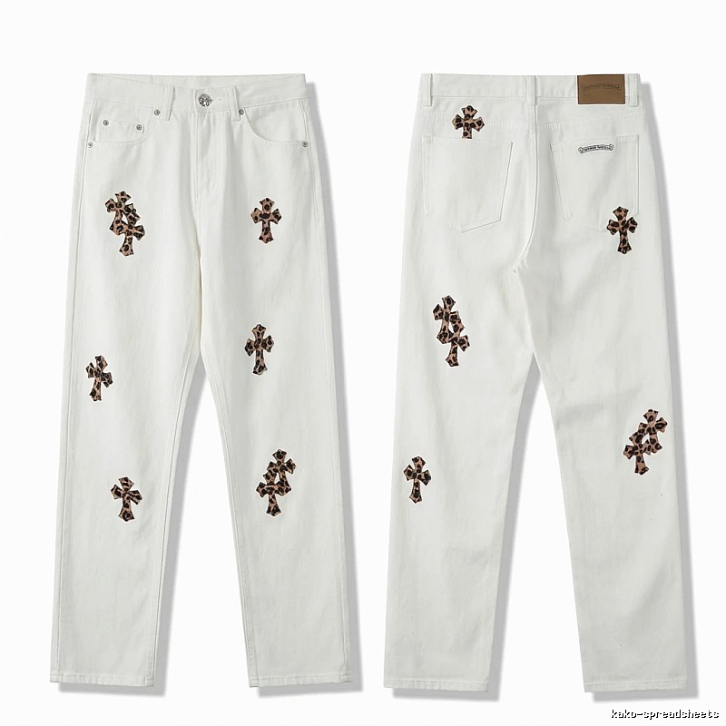 Chrome Hearts Cross Trendy Cool White Jeans