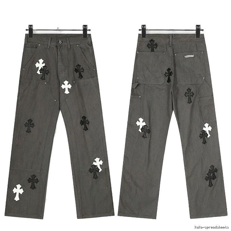 Chrome Hearts Cross Workwear Style Grey Pants
