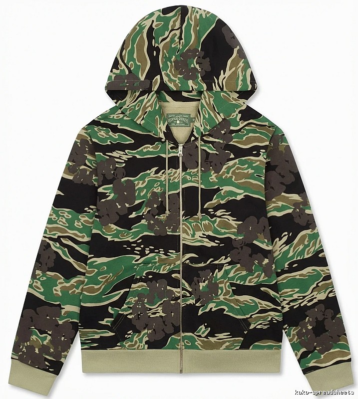 DENIM TEARS camouflage-style green and black hoodie