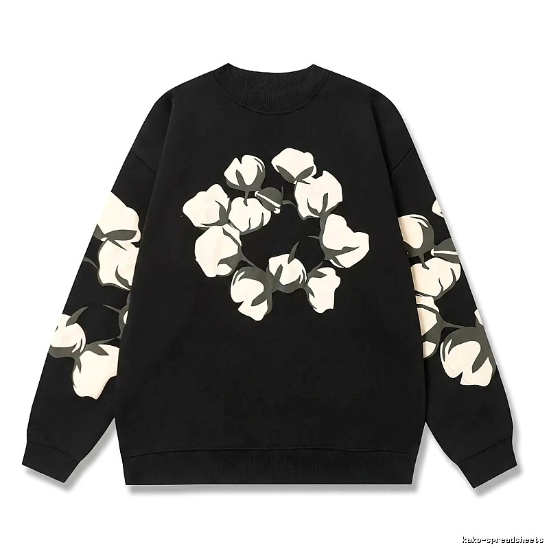 DENIM TEARS Cotton Printed Black Sweatshirt