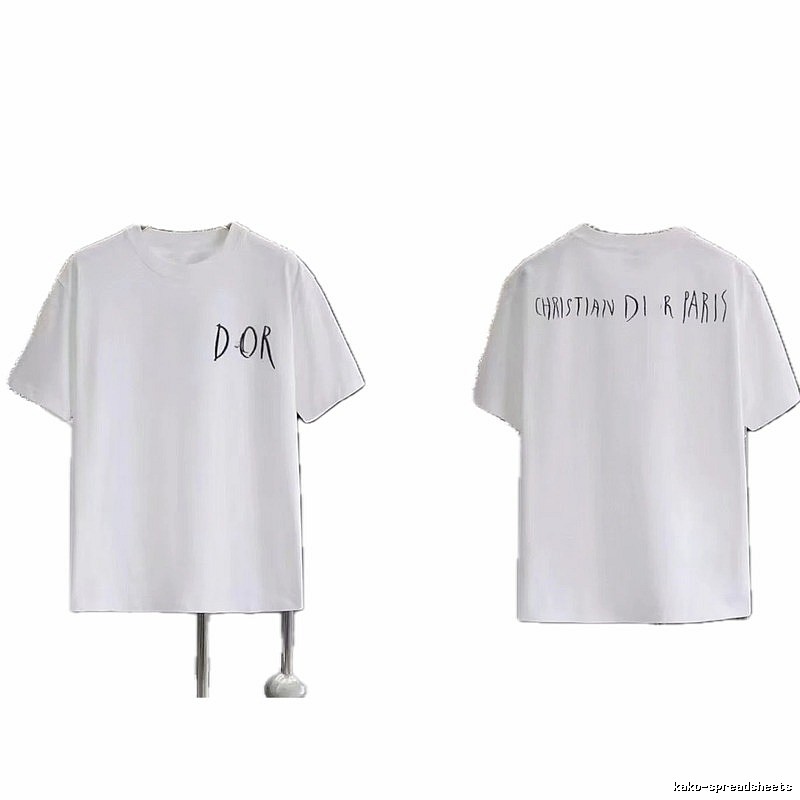 Dior Hand-painted Graffiti Style White Short-sleeved T-shirt