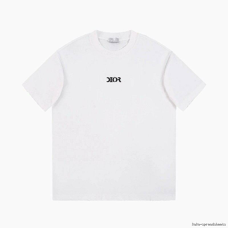 Dior Minimalist Style Embroidered Logo White Short-sleeved T-shirt