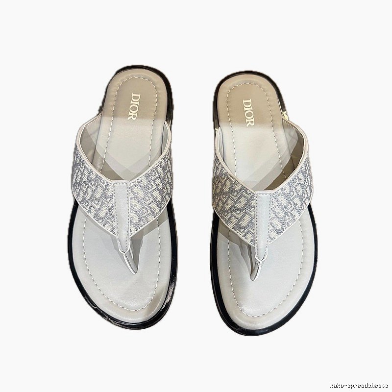 Dior Oblique Collection Light Luxury Style Light Gray Flip-Flops