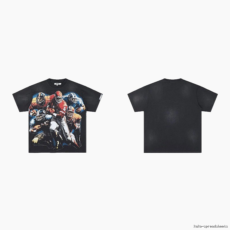 DUAA Rugby Print Retro Black T-Shirt
