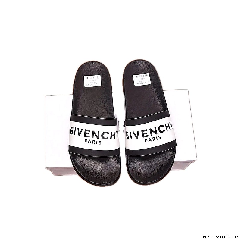 Givenchy Letter Printed Streetwear-style Black and White Slides