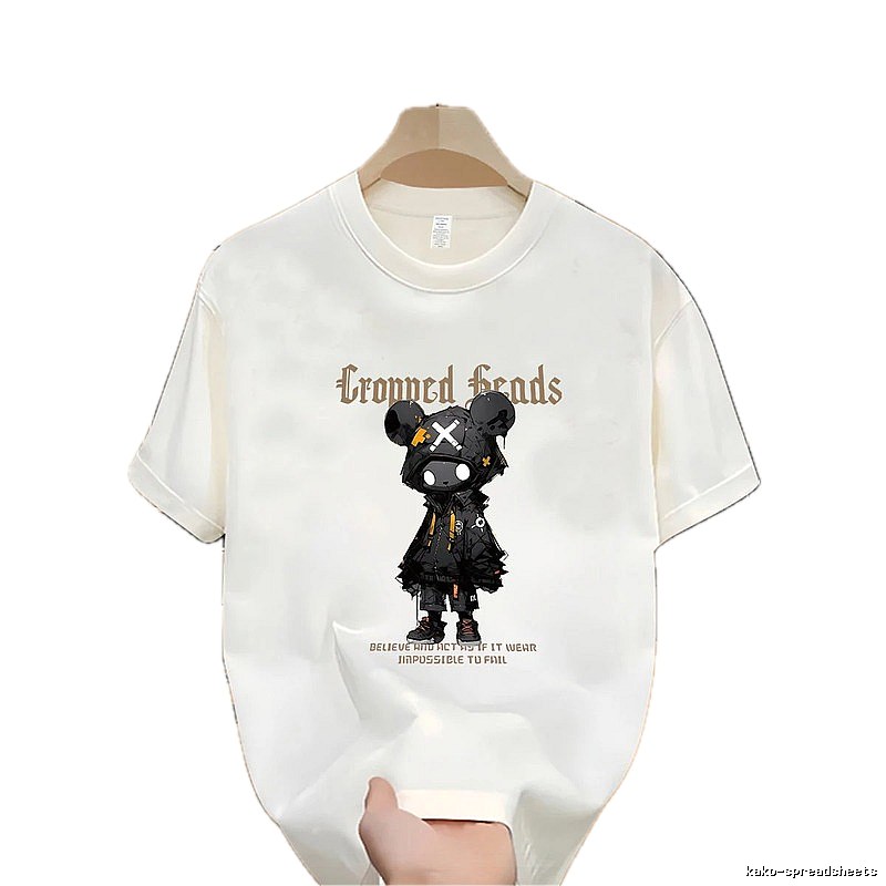 Gloomy Bear Printed Street-style Off-white Short-sleeve T-shirt
