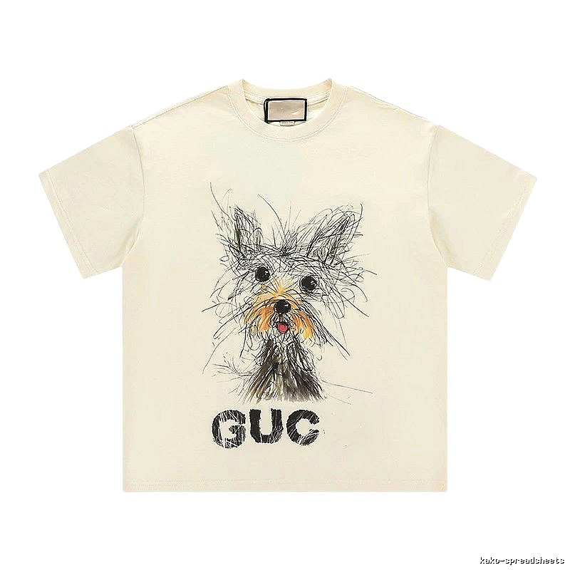 Gucci Puppy Graffiti Casual Style Off-white T-shirt