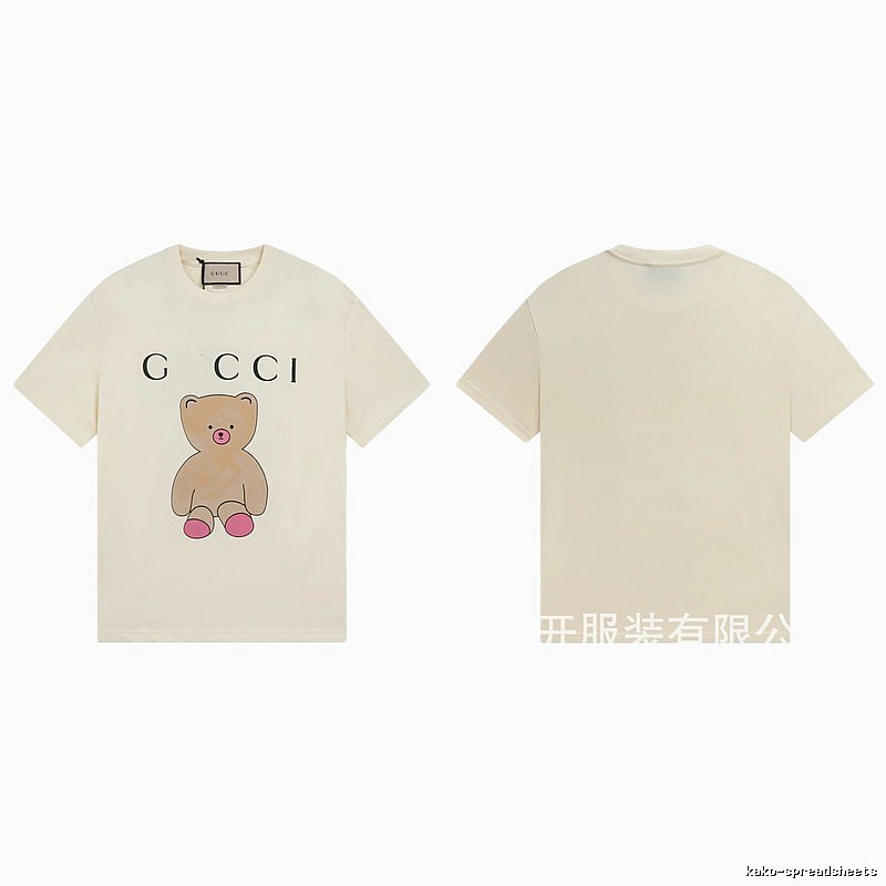 Gucci Teddy Bear Print Casual Style Off-White T-Shirt