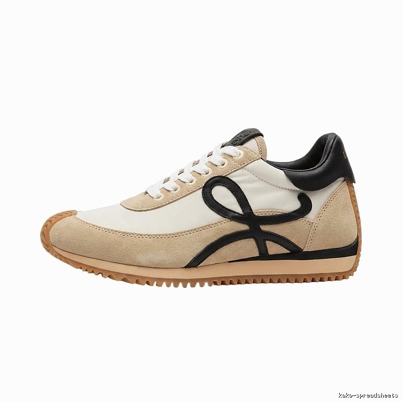 LOEWE retro-style black and brown color-blocking sneakers