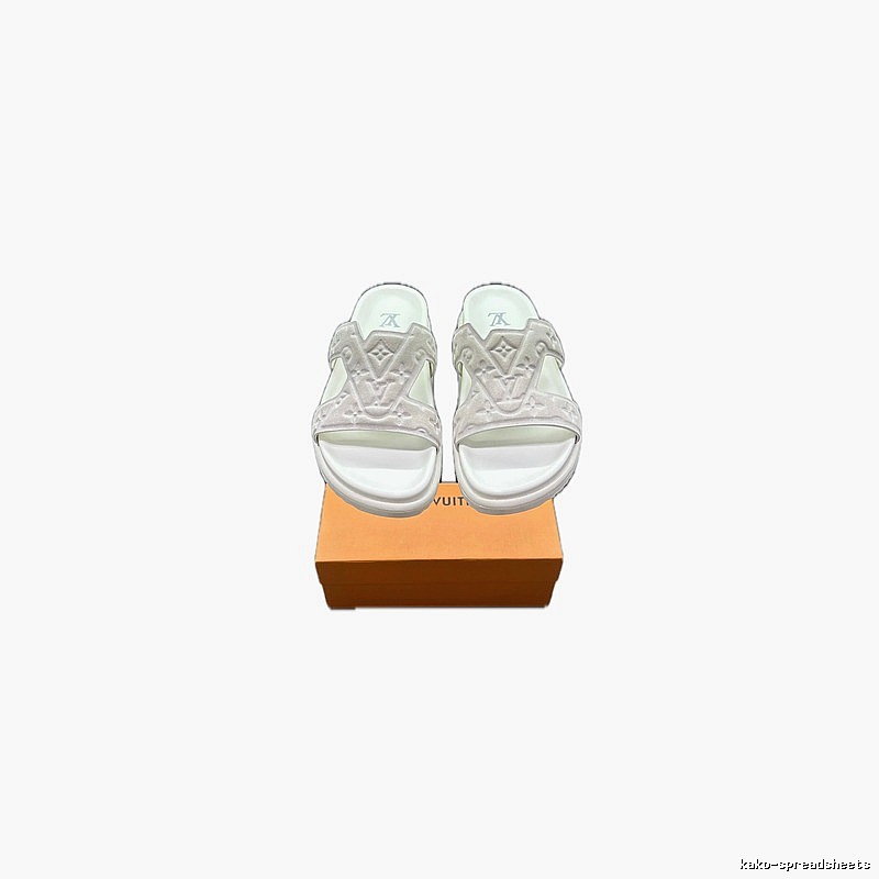 Louis Vuitton Classic Monogram Light Luxury Style White Slide Sandals