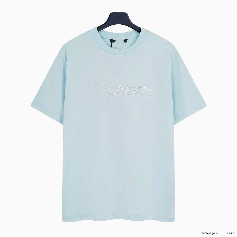 Louis Vuitton Embroidered Minimalist Style Light Blue Short-sleeve T-shirt