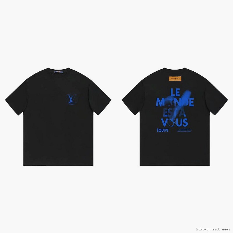 Louis Vuitton Letter Print Trendy Black Short-sleeve T-shirt