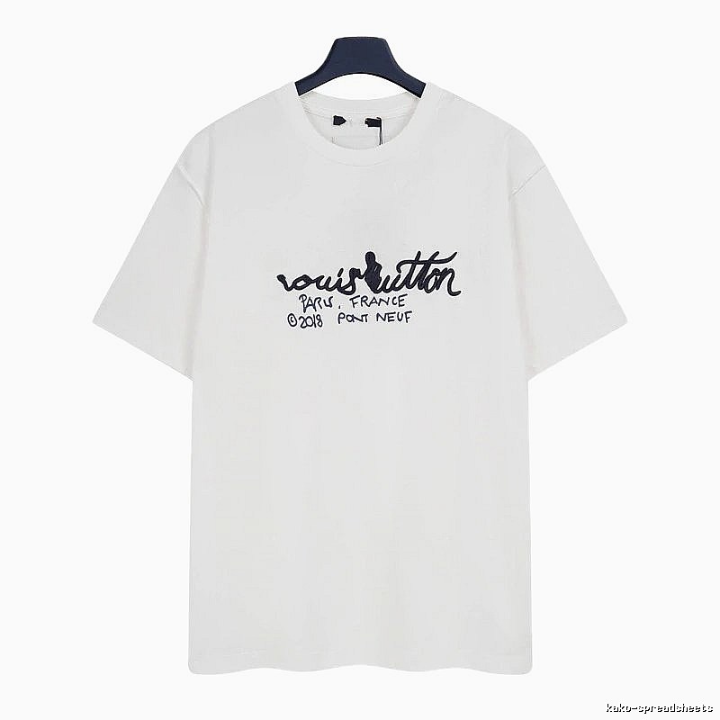 Louis Vuitton Signature Embroidered Casual White T-Shirt