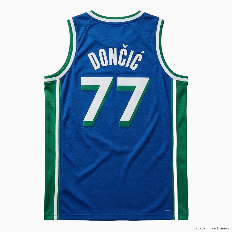 Luka Doncic's No. 77 blue-green basketball jersey