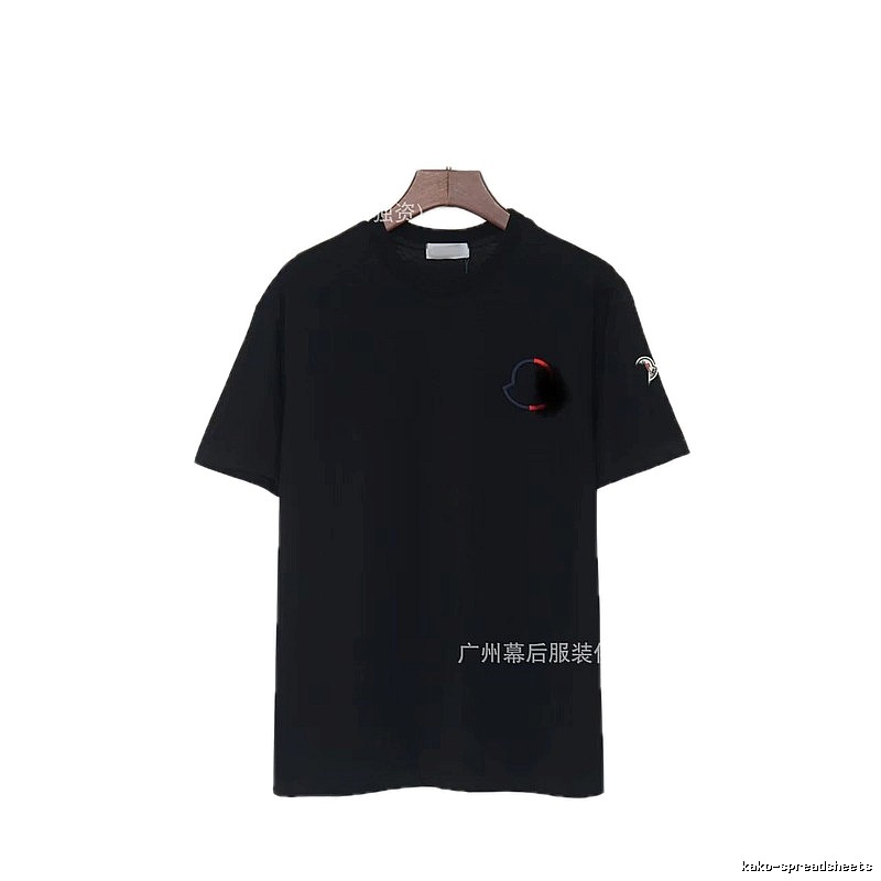 Moncler Embroidered Casual Black Short-sleeve T-shirt