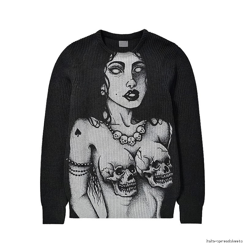 Monogram Anime graphic sweater Black Knit Top for Casual Outfits