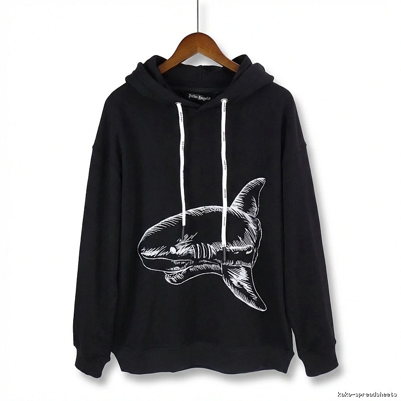 Palm Angels Shark Print Black Hoodie