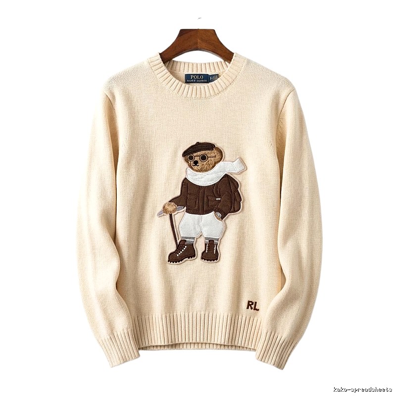 Ralph Lauren Bear Retro Style Beige Sweater