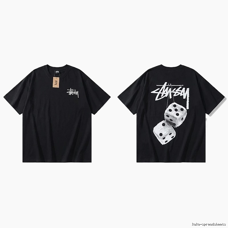 Stussy Dice Trendy and Cool Style Black T-shirt