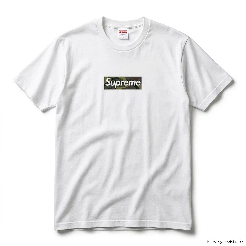 Supreme camouflage-style white T-shirt