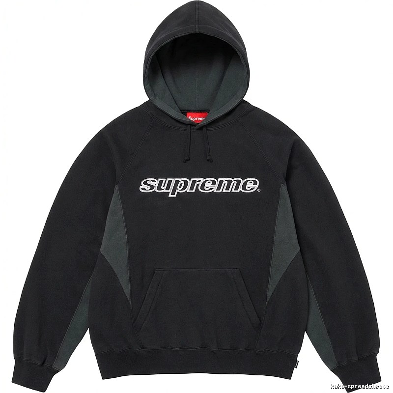 Supreme patchwork-style black hoodie