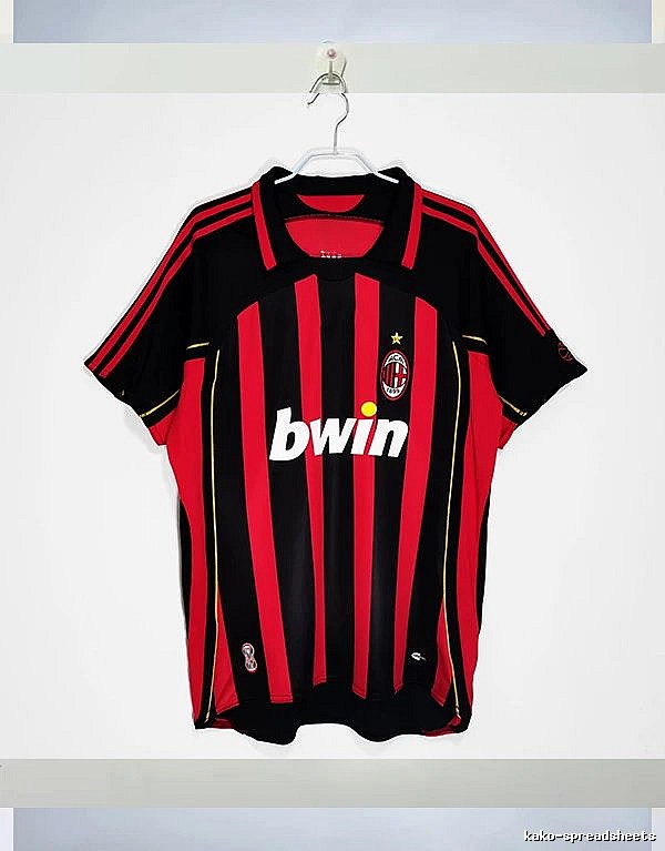 AC Milan Patterned Retro soccer jersey Red Black Striped with Polished Detail