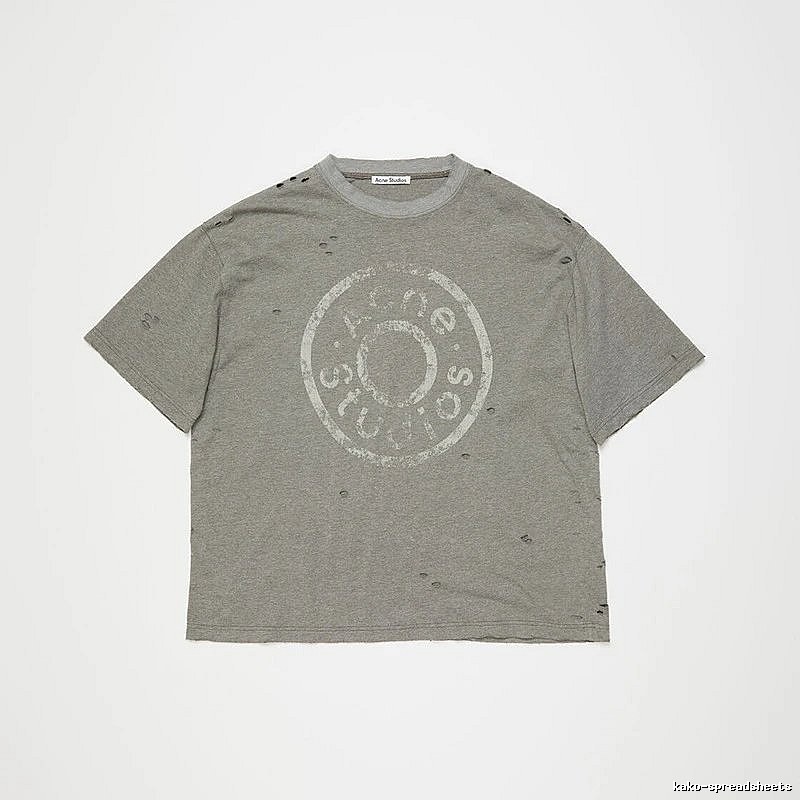 Acne Studios 2090-80 Gray Style Ac908041 Stockholm Logo T-Shirt Warm Weather