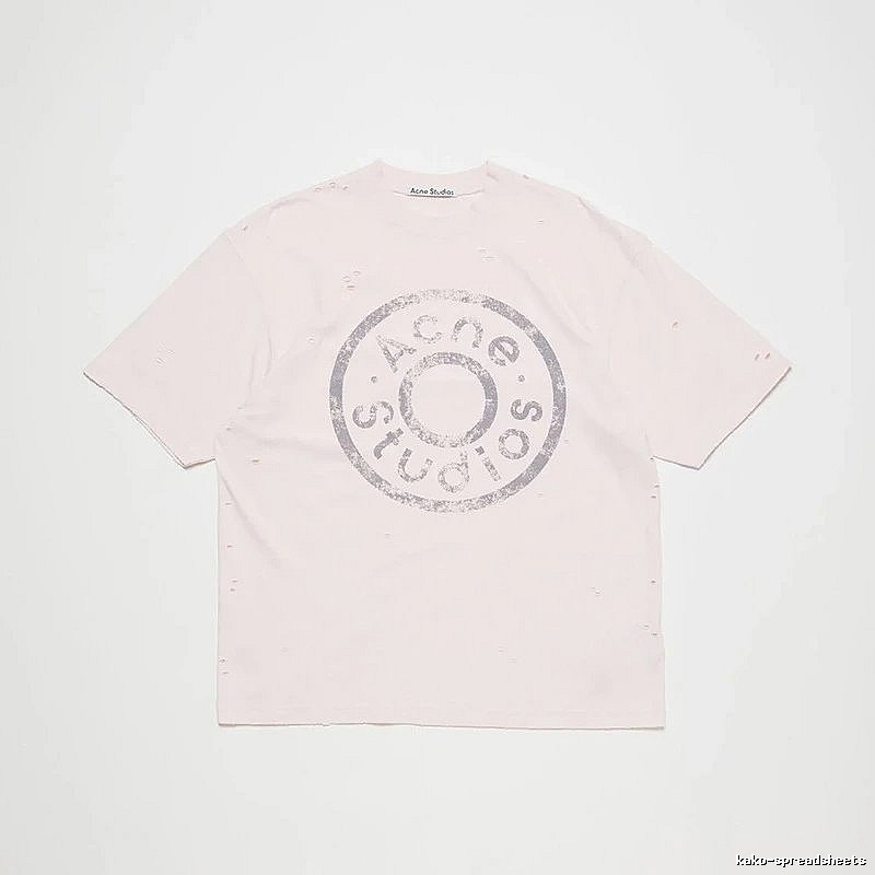 Acne Studios 2090-80 Pink Multicolor Pink Style Ac908041 Stockholm Logo T-Shirt Commuter Look