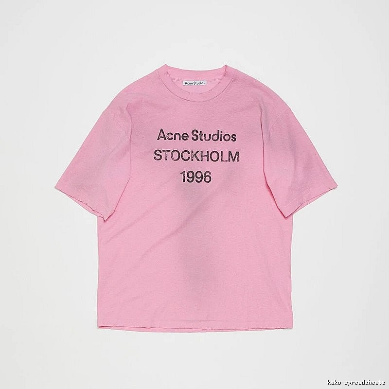 Acne Studios 2090-80 Pink Red Style Ac908026 Stockholm Logo T-Shirt Weekend Wear