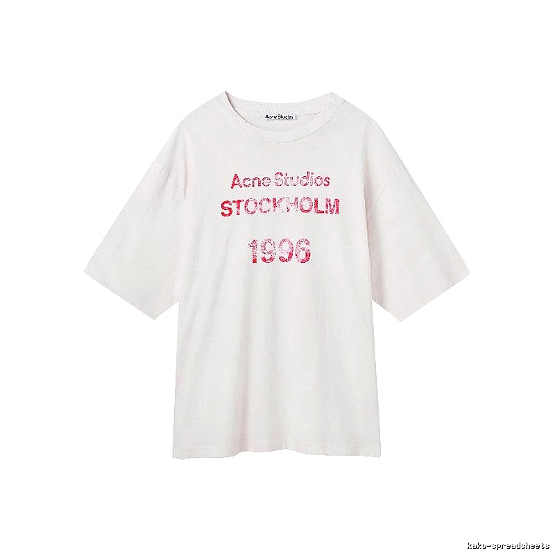 Acne Studios 2090-80 White Pink Lettering Style Ac908046 Stockholm Logo T-Shirt Resort Wear