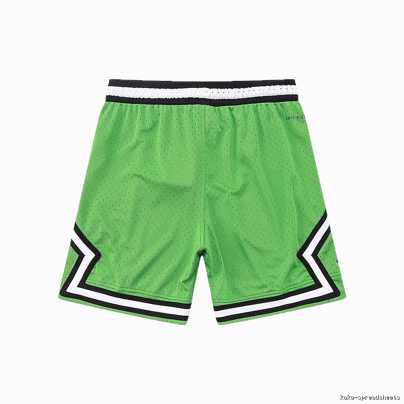 AJ basketball-style green shorts