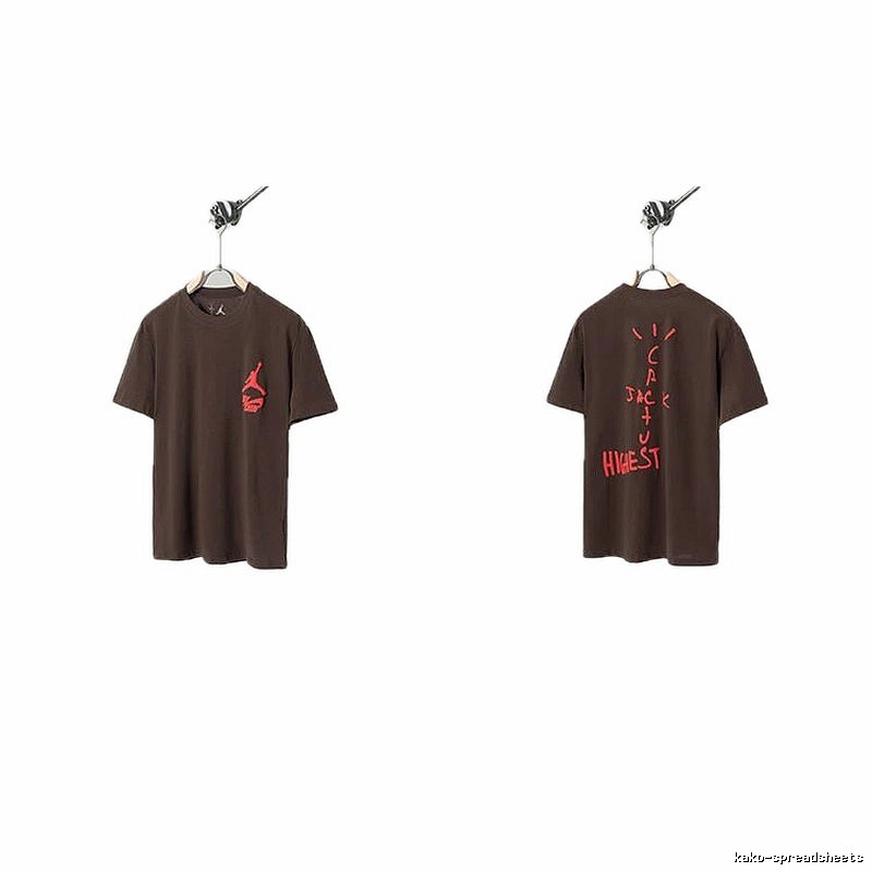 AJ x Travis Scott Co-branded Street Style Brown Short-sleeve T-shirt
