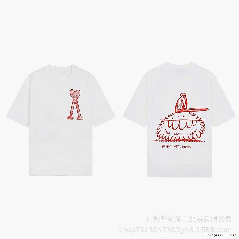 AMI cartoon printed white T-shirt