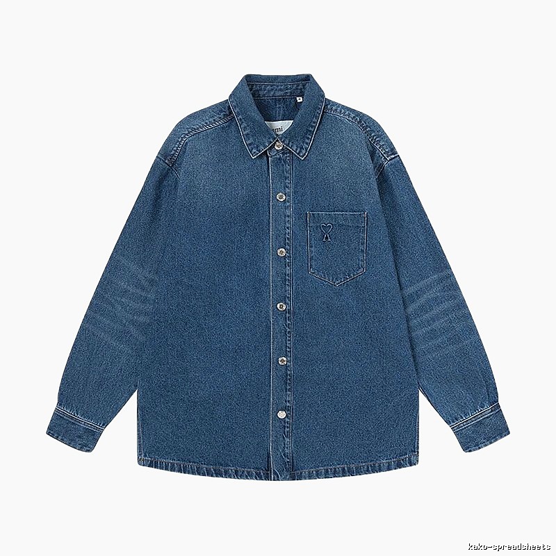 AMI Denim Style Dark Blue Shirt