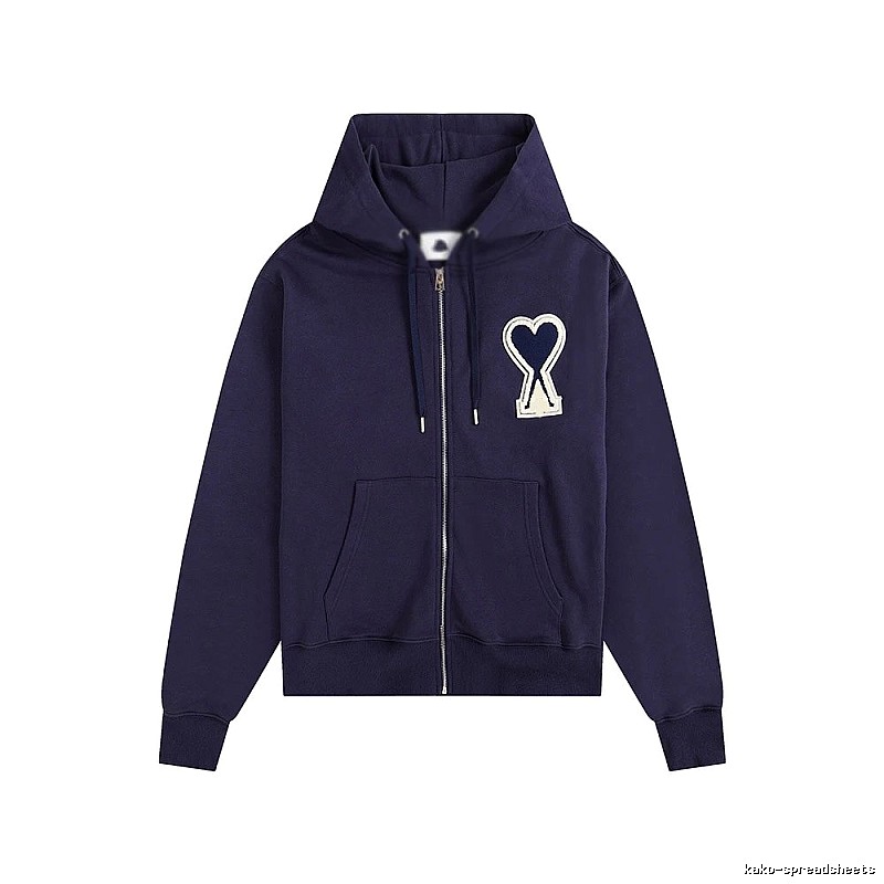 AMI Heart Pattern Zipper Hoodie