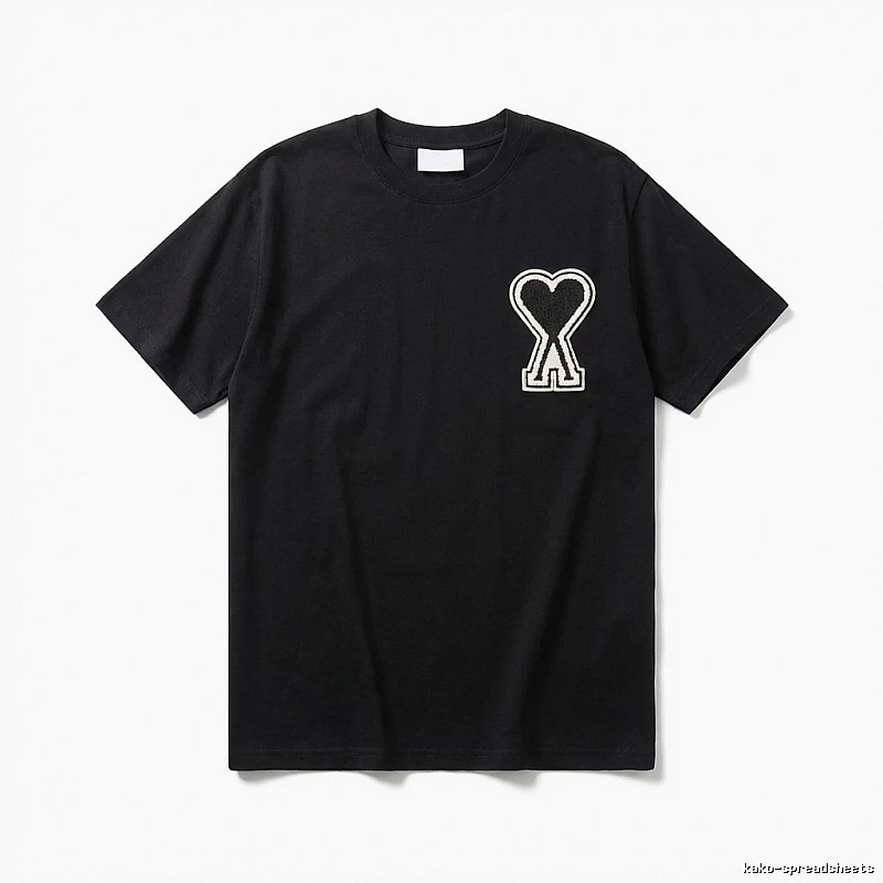 AMI Heart-shaped Pattern Black T-shirt