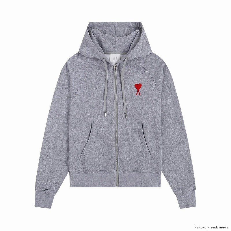 AMI Love Embroidery Grey Hoodie
