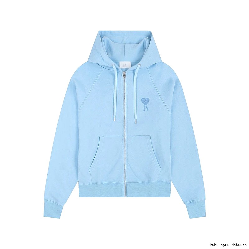 AMI Love Embroidery Light Blue Hoodie