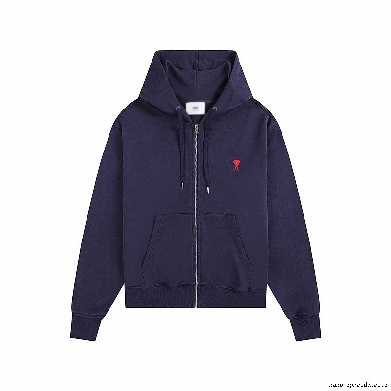 AMI Love Embroidery Style Dark Blue Hoodie