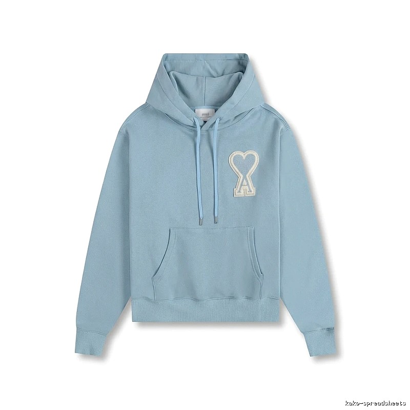 AMI Love Heart Pattern Light Blue Hoodie